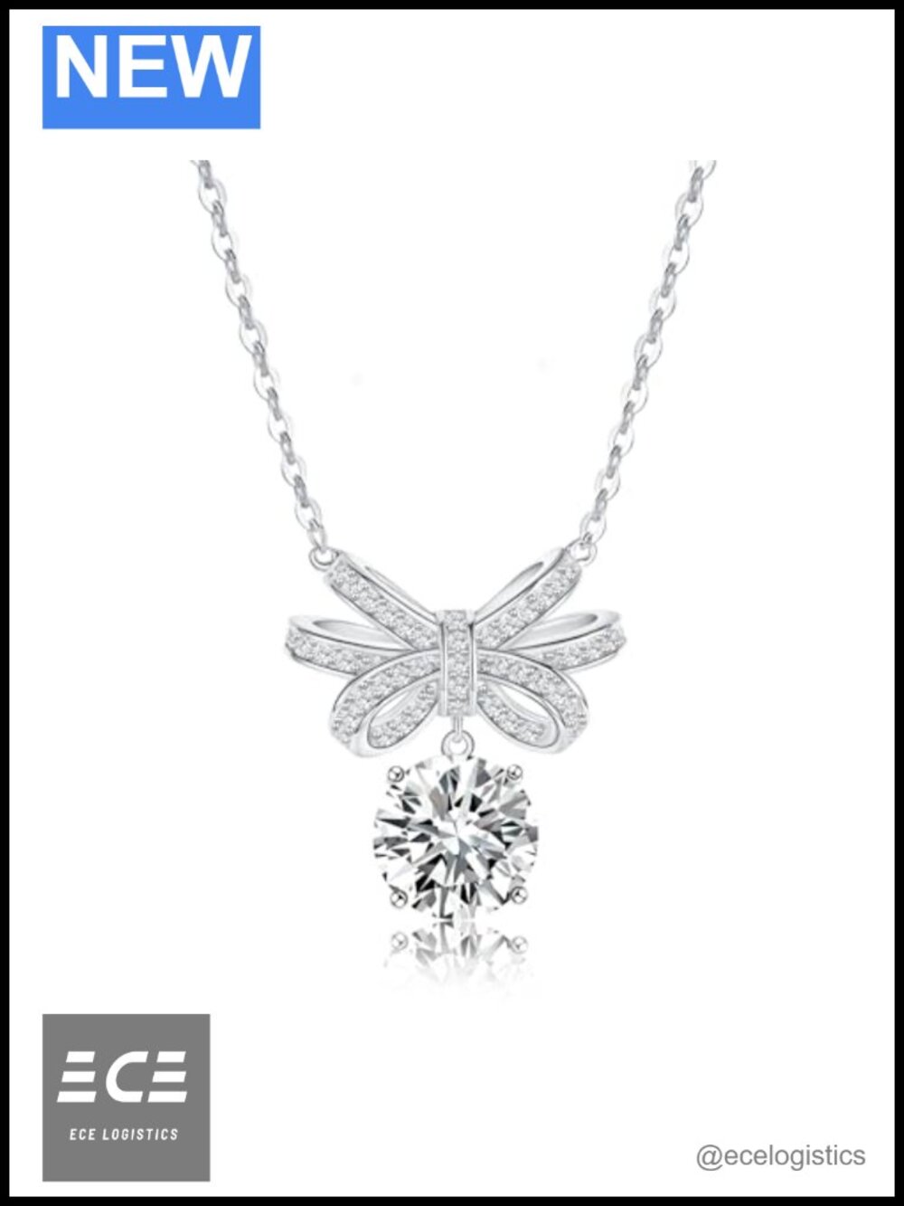 Moissanite Pendant Necklace White Gold Plated 925 Silver VVS1 D Color 2CT